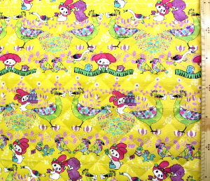 Q- キルティング 生地 布 マイ メロディ×サス アンド ヨシュ ( マスタード系 ) ( キルティング生地 キルト リトルフォレストフェロォ マイメロディ生地 マイメロディ 生地 くろみ マイメロ