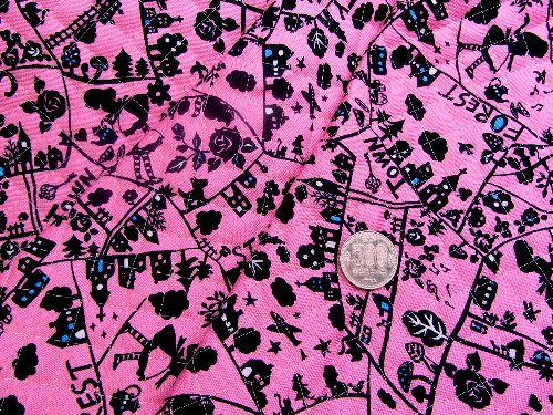 キルティング 生地 ハギレ モデル 布 絵本バッグ 入園 入学 ｑ キルト はぎれ カットクロス 40cm アリスのお散歩 ピンク いっぱい 女の子 男の子 子供 シルエットかわいい アリス おしゃれ ありす