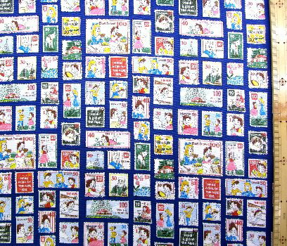 楽天市場 キャラクター 生地 アルプスの少女ハイジ 切手柄 紺 柄番号７ 18 19 生地 布 キャラクター生地 手芸のピロル