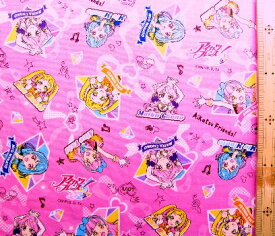 ★現品限りです（廃番になりました） キャラクター 生地 アイカツフレンズ！ （ ピンク ) （ 2018 - 2019 ) 【 生地 】【 布 】【 キャラクター生地 】【 入園 】【 入学 】