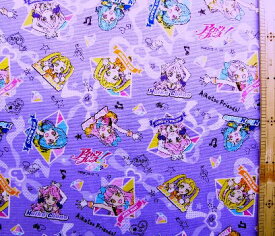 ★現品限りです（廃番になりました） キャラクター 生地 アイカツフレンズ！ （ パープル ) （ 2018 - 2019 ) 【 生地 】【 布 】【 キャラクター生地 】【 入園 】【 入学 】