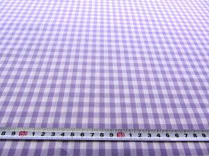 <1mカットクロス> ギンガムチェック 生地 ブロード広幅 ヴァイオレット ( 中格子6ミリピッチ幅 ) はぎれ1m ハギレ 格子柄