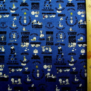 <★廃番のため残りわずかとなりました> キャラクター 生地 布 スヌーピー ( 75th グッドネス 紺系 ) 柄番号179 ( 2025 ) オックス( 綿100% ) 生地幅−約108cm ( ピーナッツ ネイビー )