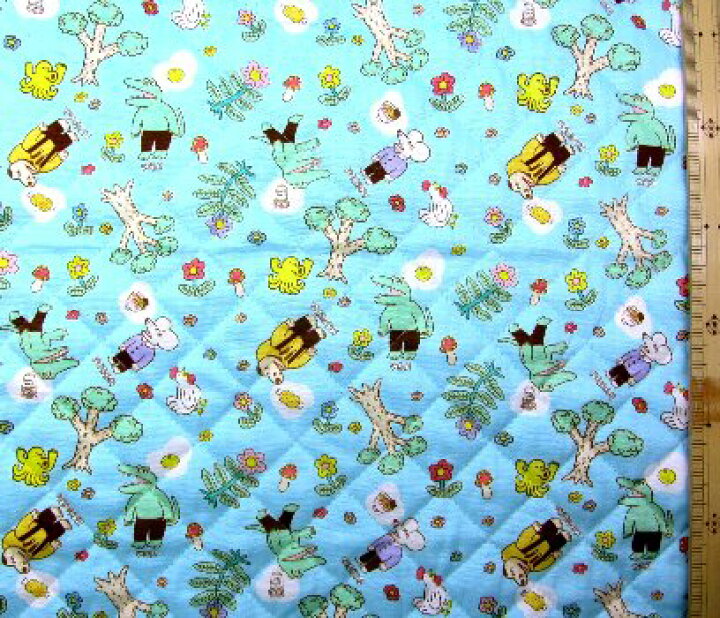 楽天市場】Q- キルティング 生地 布 100日後に死ぬワニ （ ブルー  