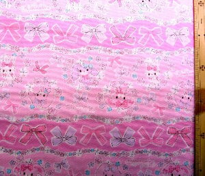 sT− キャラクター 生地 布 ぼんぼんりぼん ( ピンク ) 柄番号16 オックス( 綿100% )生地幅−約108cm( サンリオ )