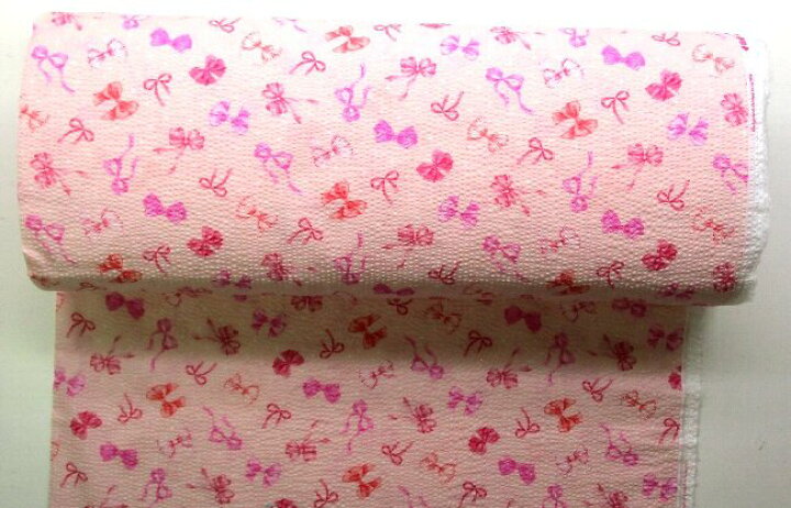 楽天市場】リップル生地 （ サッカー生地 ) リボン リボン（ ピンク系  