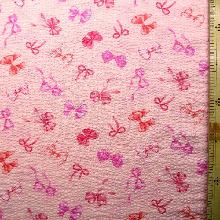 楽天市場】リップル生地 （ サッカー生地 ) リボン リボン（ ピンク系  