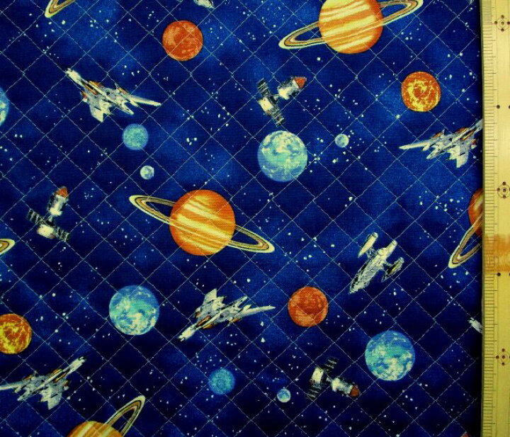 楽天市場】Q- キルティング 生地 （ キルト 生地 ） 宇宙惑星（ 紺系 