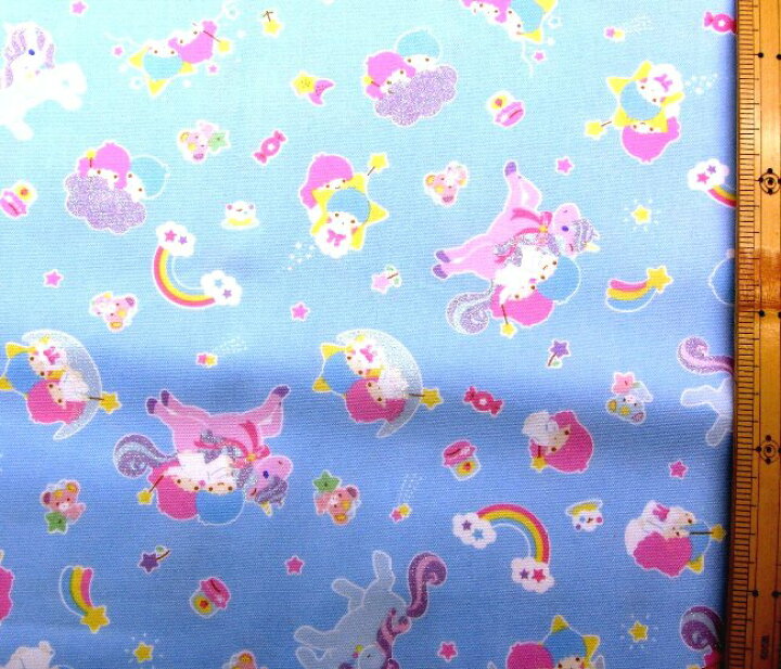 楽天市場 残りわずかです 廃番になりました キャラクター ラミネート 生地 キキララ 金プリント入り 紺 柄番号７２ ビニールコーティング 生地 ラミネート加工 サンリオ メール便不可 手芸のピロル