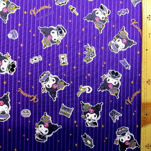 キャラクター 生地 布 クロミ ( マイ メロディ )( キングダム パープル系 ) 柄番号128( 2025 ) オックス ( 綿100% ) 生地幅−約108cm ( マイ メロディ くろみ マイメロ まいめろ マイメロディ生