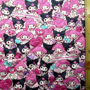 Q- キルティング 生地 布 マイ メロディ 50th ・クロミ 20th ( ピンク系 ) 柄番号124( 2025 ) キルト 生地幅-約106cm 表地-オックス( 綿100% ) ( マイメロディ生地 マイメロディ 生地 くろみ マイメ