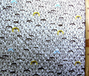 <★廃番のため残りわずかとなりました> Q- キルティング 生地 布 しばんばん ( むちころだらけ 薄ブルー系 )柄番号4 キルト 生地幅-約104m 表地-オックス ( 犬 イヌ いぬ 柴犬 しばいぬ )