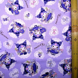 キャラクター 生地 布 クロミ ( マイ メロディ ) ( 薄パープル系 ) 柄番号123( 2025 ) オックス ( 綿100% ) 生地幅−約108cm ( くろみ マイメロ まいめろ マイメロディ サンリオ 紫 )