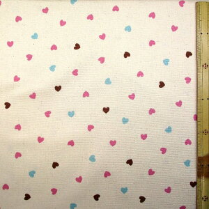 プリント生地 パステル ハート( 生成系 ) オックス(綿100%)生地幅−約108cm ( ハート柄 はーと パステル かわいい おしゃれ 男の子 女の子 子供 入園 入学 )