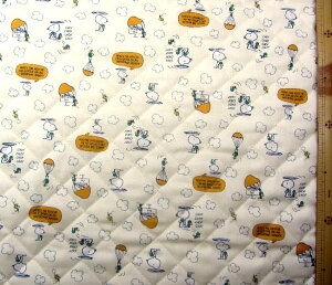 <★廃番のため残りわずかとなりました> Q- キルティング 生地 布 スヌーピー ( クリーム系 ) 柄番号164 キルティング生地 キルト 生地幅-約104cm 表地-シーチング( 綿100% ) ( キルティング