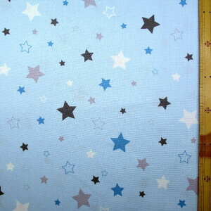 プリント生地 パステル スター( ブルー系 ) オックス(綿100%)生地幅−約108cm ( 星 星柄 空 スター パステル かわいい おしゃれ 男の子 女の子 子供 入園 入学 )