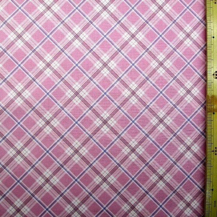 楽天市場】プリント生地 布 バイアス チェック（ ピンク系 ) オックス 