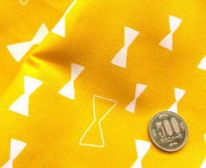 < ハギレ 40cm > プリント 生地 はぎれ カットクロス チャーミー リボン ( オレンジイエロー ) ( 水玉 リボン りぼん かわいい おしゃれ 男の子 女の子 子供 入園 入学 )