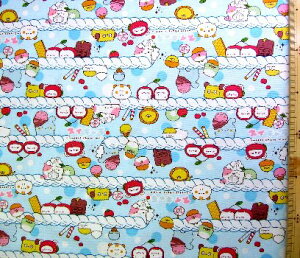 ★残りわずかです(廃番になりました) キャラクター 生地 スイキャラ ( ブルー ) ( 布 入園 入学 手芸 )