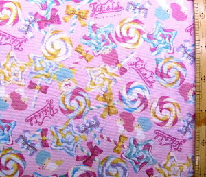 <★廃番のため残りわずかとなりました> キャラクター 生地 キキララ ( リトルツインスターズ ) ( ピンク ) 柄番号62 オックス ( 布 綿100% ) 生地幅−約108cm