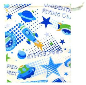 コップ袋 ( 手作り ) スペースシップ ( コップ入れ 給食袋 巾着袋 きんちゃく袋 小 ミニサイズ 巾着バッグ キッズ 雑貨 ポーチ 子供 通園 通学 かわいい おしゃれ 男の子 女の子 ) 【メール