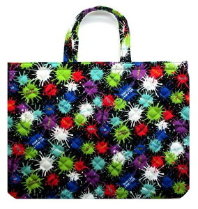 レッスンバッグ 手作り 通園バッグ ペインティング ワールド 柄番号2 ( ペイント インク スプラッシュ柄 ドット柄 スプラッシュ模様 ロゴ カッコイイ スプラトゥーン風 30 40 肩掛け 図書バッ