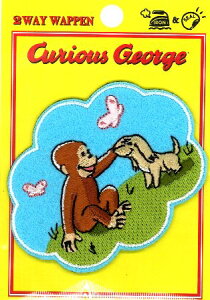 キャラクター 刺しゅう ワッペン キュリアスジョージ ( おさるのジョージ ) ( こいぬ 大 ) ( サイズ 約6×7.5cm 1枚入り )( おさる ジョージ キュリアス じょーじ キャラクターワッペン ア