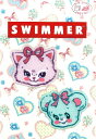 キャラクター 刺しゅう ワッペン SWIMMER （ スイマー ） （ 大きさ　約3.3×3.5cm 約3×3.7cm 各1枚入り ） （ レトロ ゆめかわ アメカジ キュート うさぎ クマ ネコ キャラクターワッペン アップリケ アイロン マーク 子供 入園 入学 )