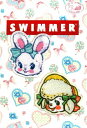 キャラクター 刺しゅう ワッペン SWIMMER （ スイマー ） （ 大きさ　約3.8×3.5cm 約3.5×4cm 各1枚入り ） （ レトロ ゆめかわ アメカジ キュート うさぎ クマ ネコ キャラクターワッペン アップリケ アイロン マーク 子供 入園 入学 )