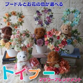 母の日 トイプードル のトピアリー（フラワーアレンジメント 5カラー） いぬ 犬 DOG ぬいぐるみ プレゼント 贈り物 誕生日 フラワーギフト お祝い 発表会 卒業式 卒園式 結婚式 犬 花 母の日ギフト 母の日フラワーギフト トイプードル プードル