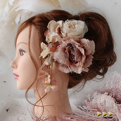 髪飾り 結婚式 バラ 紫陽花 3点セット バラ 花 ハイドランジア