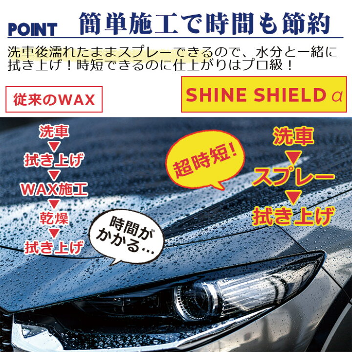 楽天市場 Deal10 ポイントバック 車 洗車 滑水 コーティング剤 シャインシールドa 0ml 日本製 ボディ 窓 滑水性 最強 極艶 つや 艶出し 撥水スプレー 簡単 コーティング 洗車コーティング 水垢 手垢 防汚 車洗車 ガラス撥水 撥水 自動車 ガラスコーティング 洗車