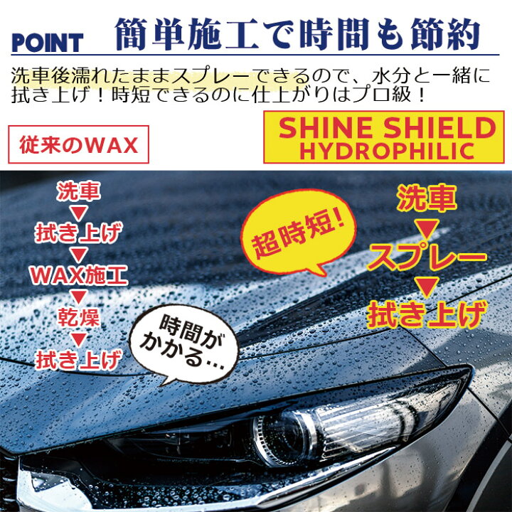 楽天市場 洗車 親水 コーティング剤 Shine Shield Hydrophilic 超親水コーティング 0ml マイクロファイバークロス 付き 車 親水コート 超艶コート コーティング 親水コーティング 艶 ツヤ つや 洗車用品 洗車道具 ボディ バンパー ホイール ヘッドラ ピットライフ