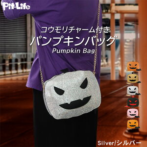 【残りわずか!在庫限り】ハロウィン バッグ かぼちゃ パンプキン チェーン ショルダー コウモリ付き 6色 | コスプレ 仮装 カボチャ かわいい 衣装 パーティー イベント お出かけ 斜め掛けバ