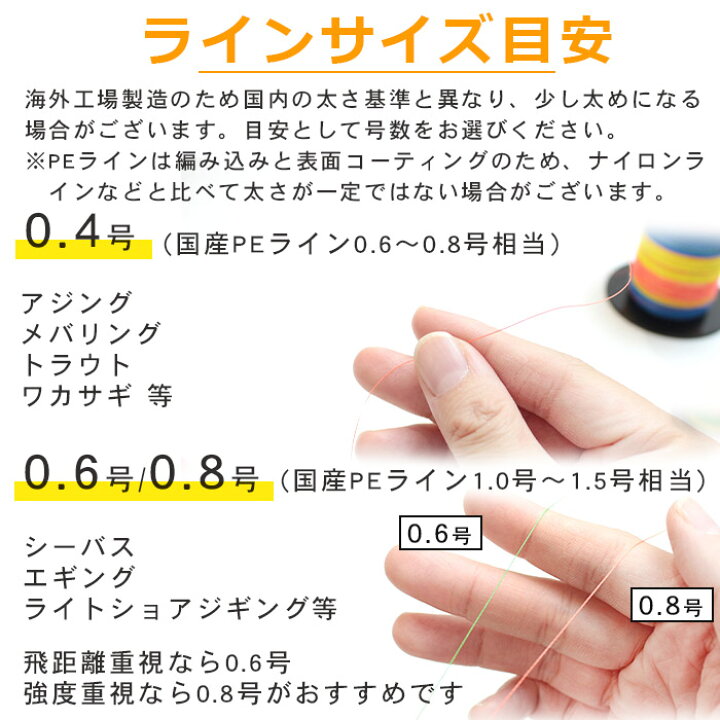 楽天市場 7 22 最大 Off Peライン 500m 高強度pe マルチカラー 5色 マルチコーティング 0 4号 0 6号 0 8号 1号 1 5号 2号 2 5号 3号 4号 5号 6号 7号 8号 9号 10号 各号 各ポンド 日本製原料 国産 原料 強力 釣り糸 釣糸 釣り具