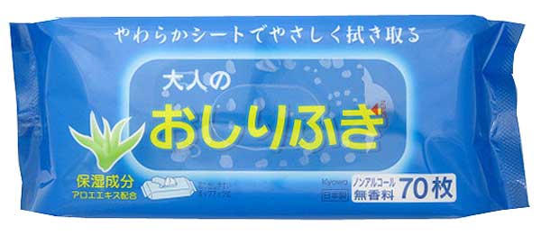 おしりふき 大人用 70枚 日本製 ウエットティッシュ ノンアルコール 介護用品 衛生 協和紙工