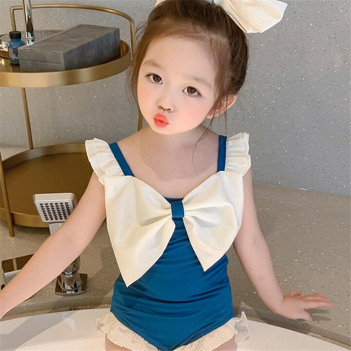 楽天市場】水着 キッズ 女の子 ベビー水着 帽子付き 2点セット 