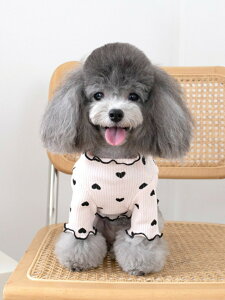 送料無料 犬服 ハートリブトップス かわいい おしゃれ 長袖 犬の服 ドレス 春夏 秋冬 小型犬 中型犬 トイプードル ダックス チワワ ドッグウェア 猫 ペット用品 ペット服 春服 夏服 秋服 冬服