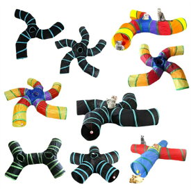 猫 トンネル キャットトンネル 4穴付き ボール付 ペット玩具 折りたたみ 収納便利 水洗い可能 みつまた 直径25CM ブルー ピンク 猫 玩具 運動不足解消 ストレス解消 猫おもちゃ 猫トンネル 猫のおもちゃ