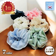 【10％OFF！アフターセール】上品！ふんわりボリューム ラメライン シフォン フリルシュシュ（ヘアゴム）