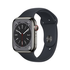 【整備済み品】Apple Watch Series 8 (Cellularモデル) グラファイトステンレススチールケースとミッドナイトスポーツバンド fj