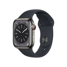 【整備済み品】Apple Watch Series 8 (Cellularモデル) グラファイトステンレススチールケースとミッドナイトスポーツバンド fj
