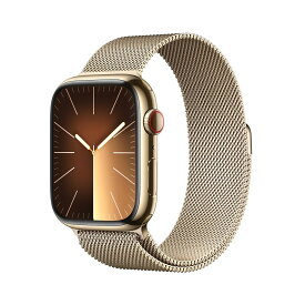 【整備済み品】 Apple Watch Series 9 (GPS + Cellularモデル) - 45mm ゴールドステンレススチールケースとゴールドミラネーゼループ
