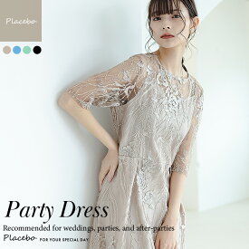 パーティードレス 刺繍 体型カバー 結婚式 夏 卒業式 入学式 二次会 大きいサイズ ワンピース ウエスト調整 調節 フォーマル 上品 お呼ばれ 謝恩会 顔合わせ パーティードレス 春 秋 冬 服装 服 袖あり レース Party dress z