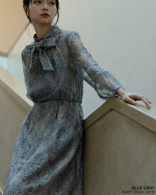 結婚式 ドレス ワンピース ボウタイ リボン パーティードレス お呼ばれ 細見え ドレス レース 小さいサイズ 袖あり ロング丈 長袖 小柄 150 低身長 レース ポケット p15