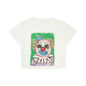 最新作!!【Place D'UJI】ピエロショートTシャツ Tシャツ/カットソー レディース ショート丈 イラスト アート かわいい プリントTシャツ プラスドゥウジ 送料無料