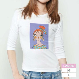 【Place D' UJI】UJIKO 7分袖Tシャツ レディース 高品質 ホワイト プリント 綿100%