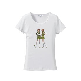 【Place D' UJI】「UJIKO ツインズ -camouflage-」Tシャツ UJIKO ホワイト 白 オリジナル プリント 高品質 レディース 半袖 厚手 綿100% おしゃれ ホワイト 大人かわいい Lサイズ Mサイズ Sサイズ 宇治正人 Masahito Uji マサヒトウジ オリジナルデザイン 女の子 ガール