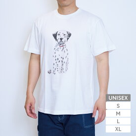 再入荷！【Place D' UJI】「ダルメシアン 」Tシャツ 犬 ドッグ モノトーン ユニセックス 男女兼用 高品質 ホワイト プリント レディース メンズ 半袖 綿100%