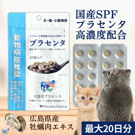 ＼動物病院推奨／ 国産 猫 サプリ 20粒 プラセンタ 最大20日分 SPFプラセンタ カキ肉エキス 亜鉛 免疫 免疫力 腎臓 腎臓ケア 肝臓 脱毛 疲労 皮膚 皮膚炎 ストレス 消化器 食欲 心臓 アレルギー 毛並み 毛艶 子猫 老猫 シニア猫 スーパーSALE